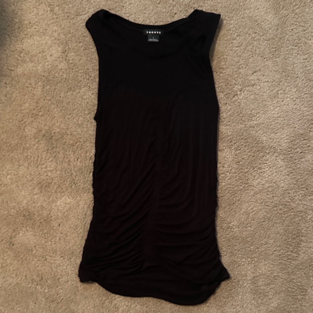 Trouve Black Sleeveless Ruched Side Tank
